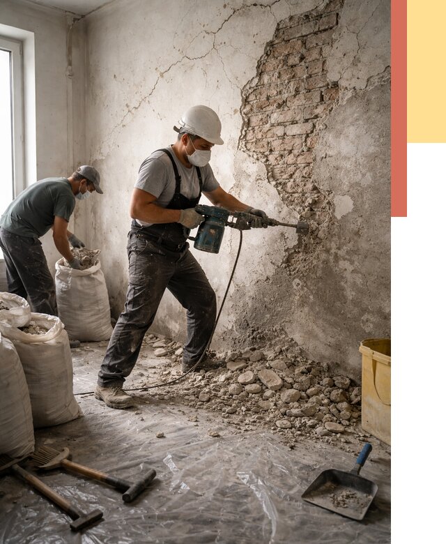 Демонтаж штукатурки со стен в Астрахани от 7399 руб/м² — быстро и недорого | ОТДЕЛОЧНИК-Стр