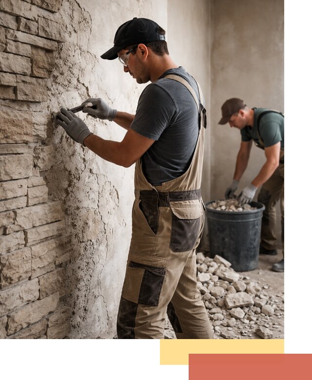 Демонтаж декоративного камня в Астрахани профессионально и безопасно