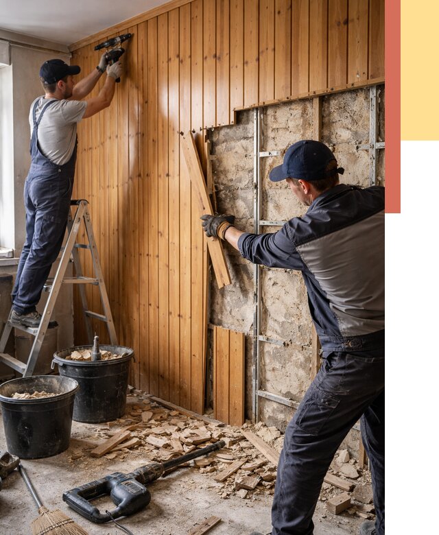 Демонтаж вагонки со стен в Астрахани от 1490 руб. — снятие, удаление, срочно | ОТДЕЛОЧНИК-Стр