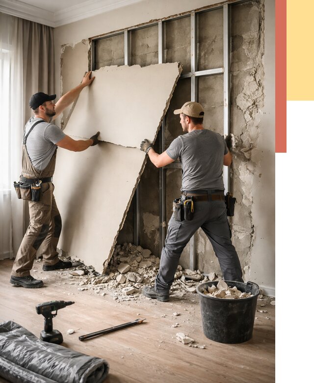 Демонтаж гипсокартона со стен в Астрахани от 360 руб. — услуги демонтажа | ОТДЕЛОЧНИК-Стр