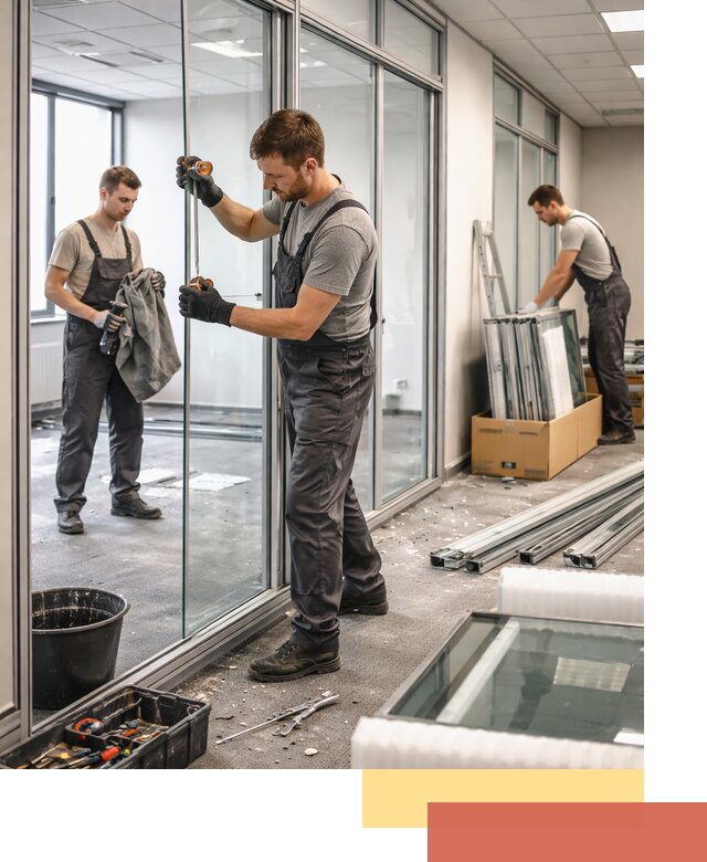 Демонтаж стеклянных перегородок в Астрахани быстро и безопасно