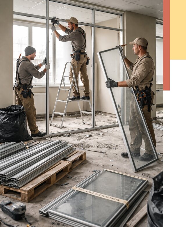 Демонтаж алюминиевых перегородок в Астрахани от 4316 руб. — быстро и недорого | ОТДЕЛОЧНИК-Стр