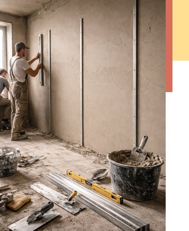 Штукатурка стен по маякам в Астрахани от 5652 руб./м² — выравнивание под ключ | ОТДЕЛОЧНИК-Стр