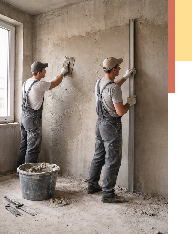 Штукатурка бетонных стен в Астрахани от 4624 руб/м² — качественно и быстро | ОТДЕЛОЧНИК-Стр