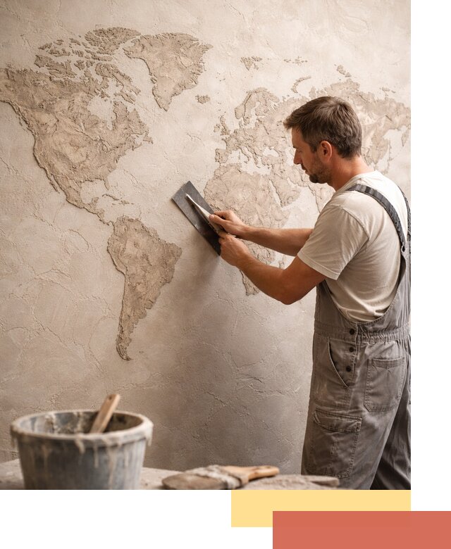 Декоративная штукатурка «Карта мира» под ключ в Астрахани