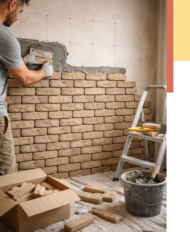 Монтаж декоративного кирпича в Астрахани от 3288 руб./м² — быстро и недорого | ОТДЕЛОЧНИК-Стр