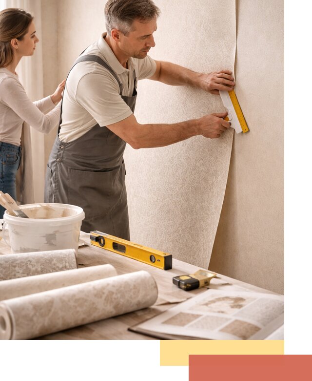 Поклейка обоев с подбором рисунка в Астрахани