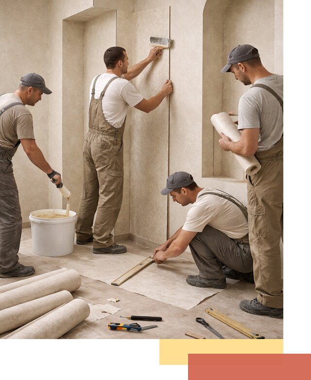 Поклейка обоев на сложные стены и неровные поверхности в Астрахани