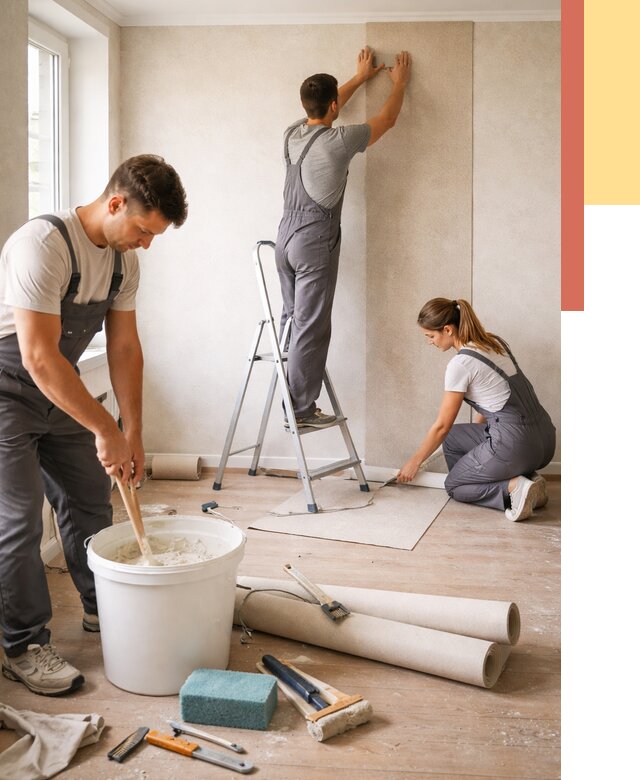 Оклейка стен обоями в Астрахани от 3597 руб/м2 — быстро и недорого | ОТДЕЛОЧНИК-Стр