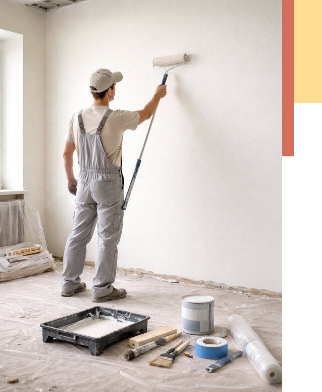 Покраска стен водоэмульсионной краской в Астрахани от 462 руб. за м² | ОТДЕЛОЧНИК-Стр