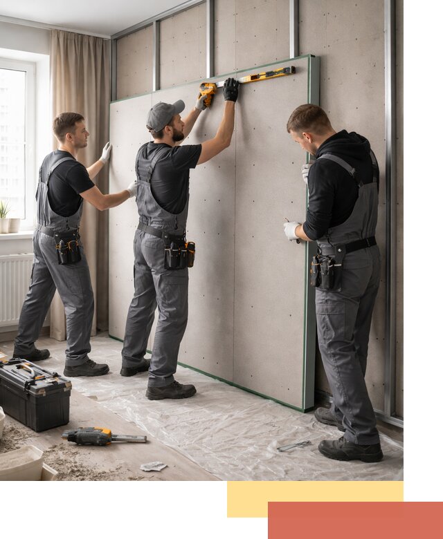 Шумоизоляция стен панелями ЗИПС в Астрахани для жилых и коммерческих помещений