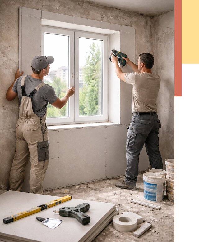 Монтаж откосов из гипсокартона в Астрахани от 4624 руб. под ключ | ОТДЕЛОЧНИК-Стр