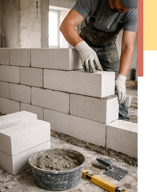 Кладка перегородок из силикатного блока в Астрахани от 4110 руб. под ключ | ОТДЕЛОЧНИК-Стр