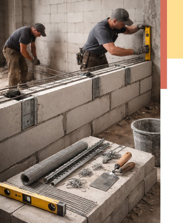 Армирование кладки перегородок в Астрахани от 771 руб. под ключ | ОТДЕЛОЧНИК-Стр
