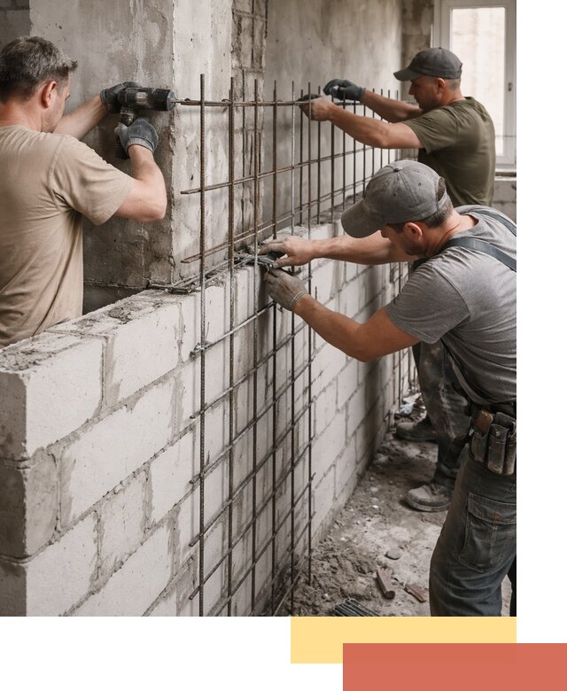 Армирование кладки перегородок в Астрахани профессионально и надёжно
