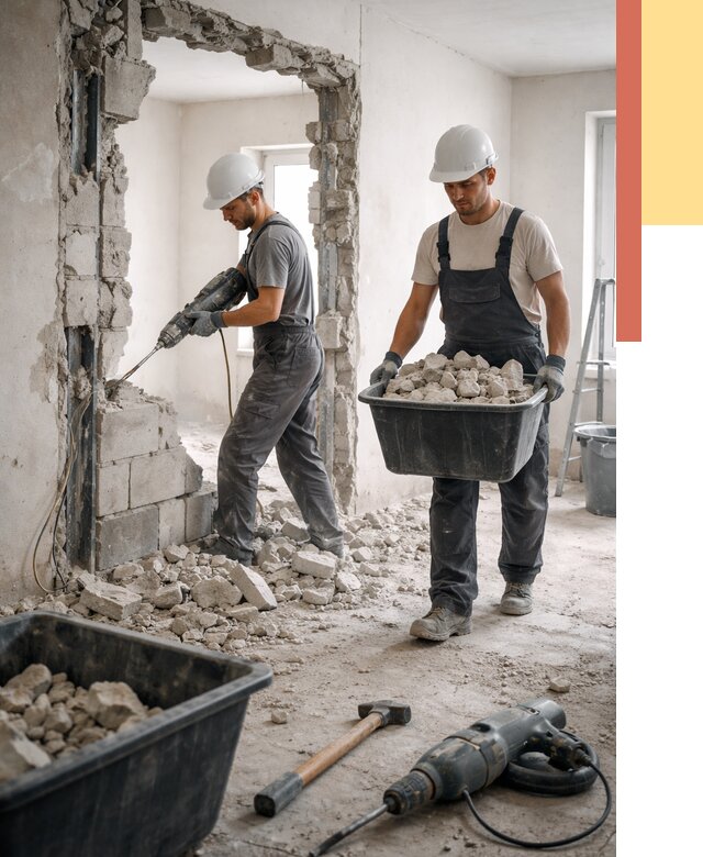 Демонтаж блоковых перегородок в Астрахани от 3854 руб. — быстро и недорого | ОТДЕЛОЧНИК-Стр