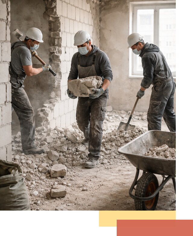 Демонтаж блочных перегородок в Астрахани быстро и аккуратно