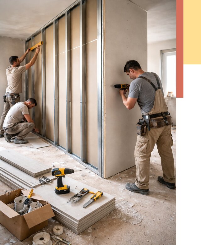 Монтаж однослойной перегородки из гипсокартона в Астрахани от 668 руб. | ОТДЕЛОЧНИК-Стр