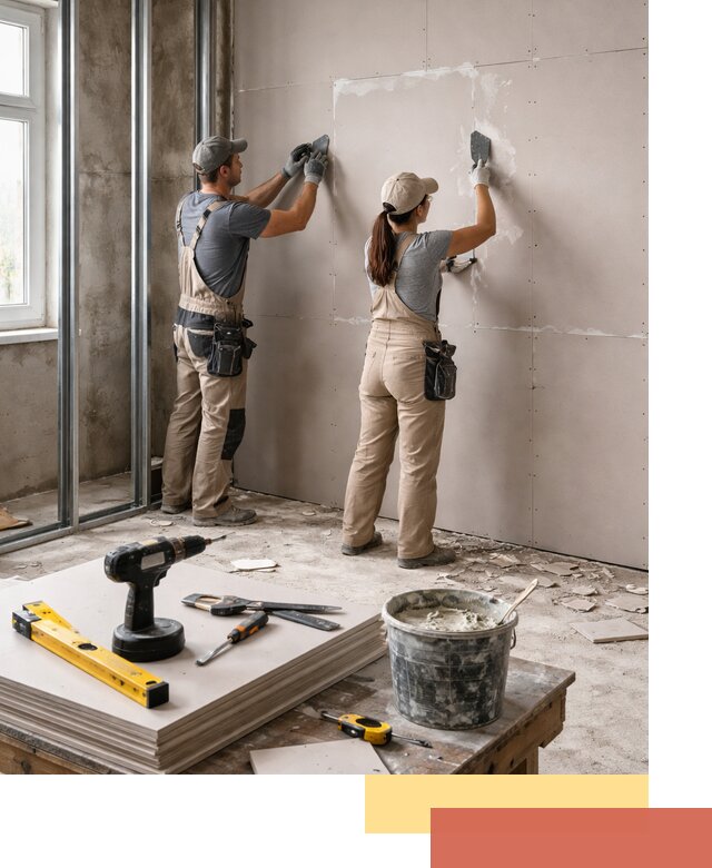 Монтаж двухслойной перегородки из гипсокартона в Астрахани