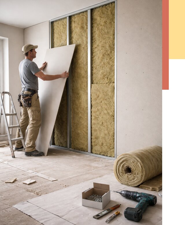 Перегородка из гипсокартона с шумоизоляцией в Астрахани от 3206 руб. | ОТДЕЛОЧНИК-Стр