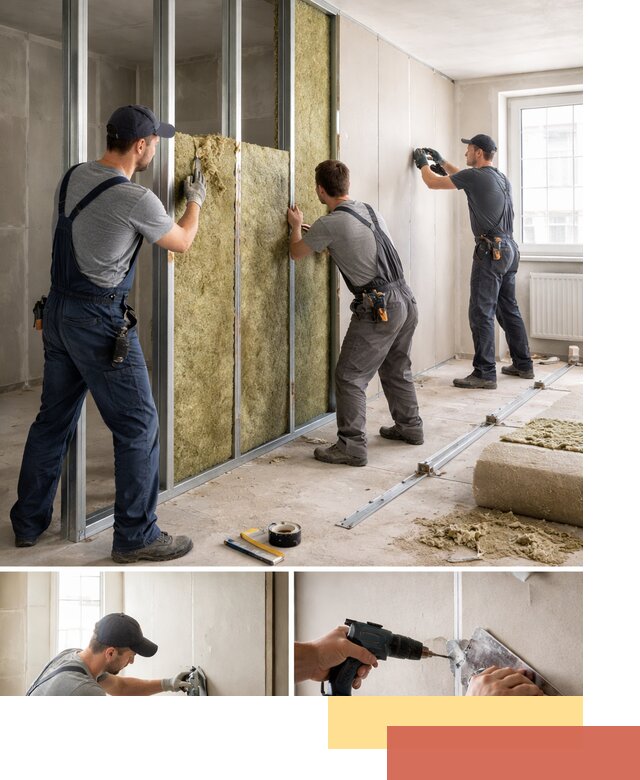 Перегородка из гипсокартона с шумоизоляцией в Астрахани — монтаж под ключ