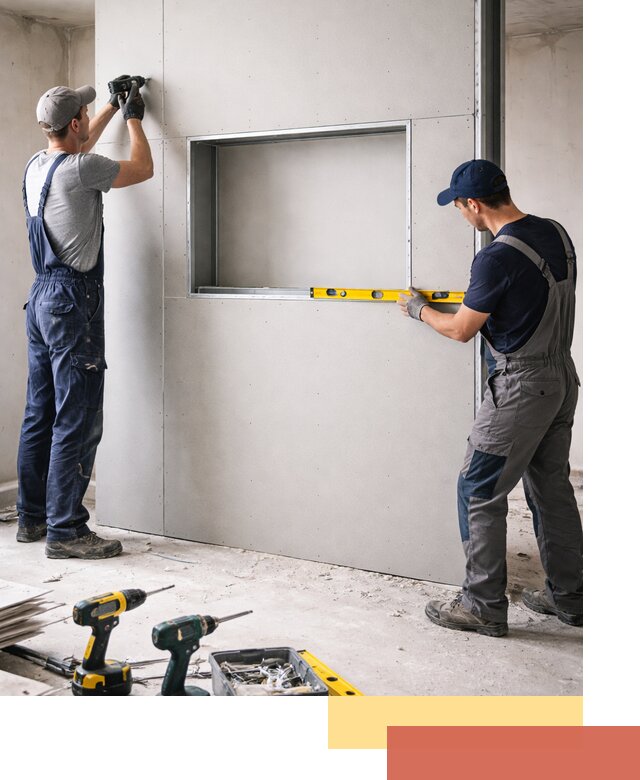 Перегородка из гипсокартона с нишей под декор в Астрахани