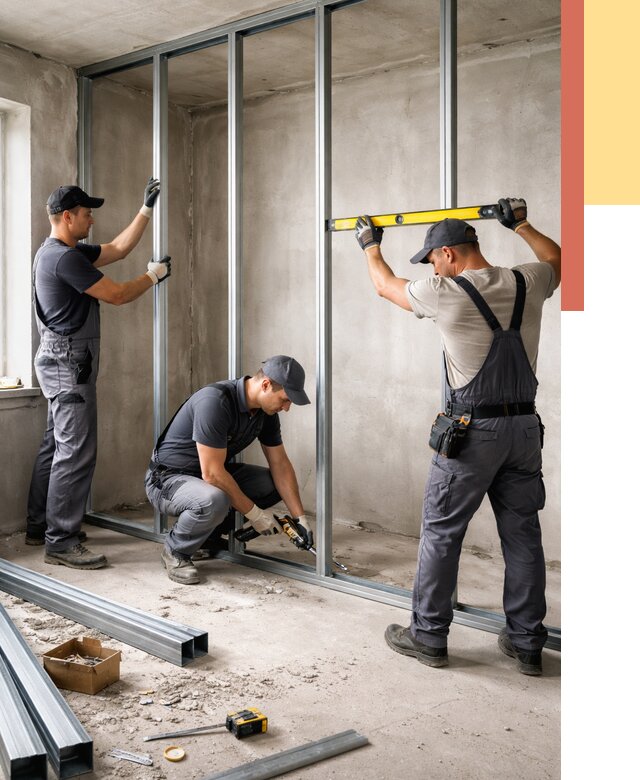 Монтаж каркаса перегородки из профиля в Астрахани от 771 руб. | ОТДЕЛОЧНИК-Стр