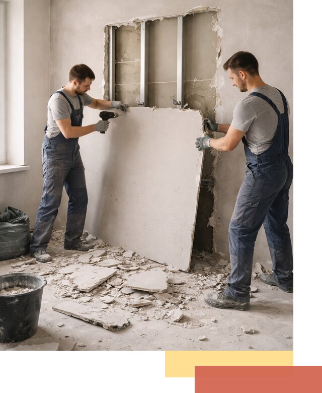 Демонтаж перегородки из гипсокартона в Астрахани быстрый и аккуратный