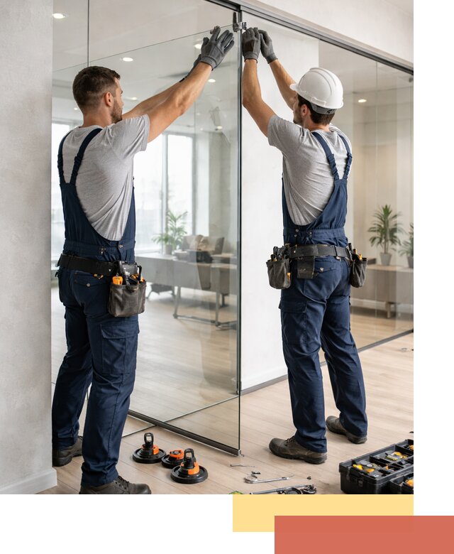 Безрамные стеклянные перегородки под ключ в Астрахани