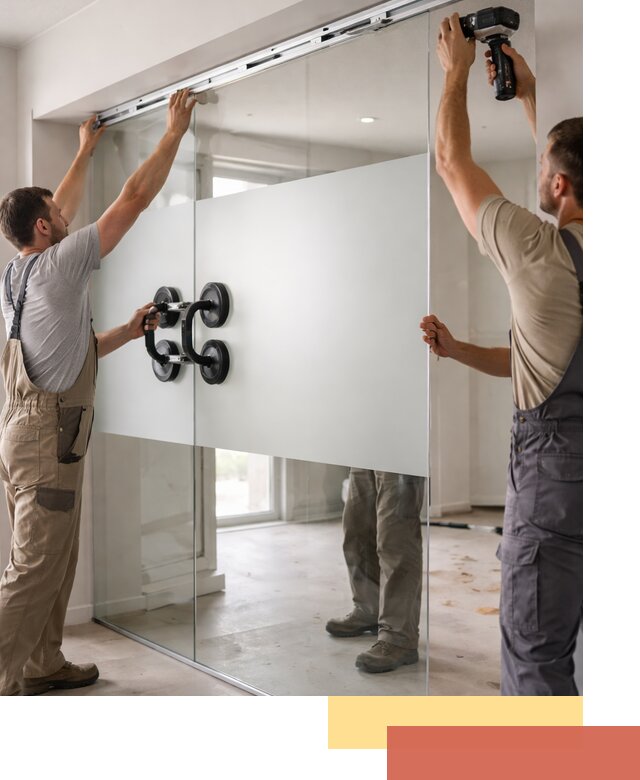 Матовые стеклянные перегородки под ключ в Астрахани