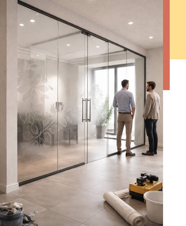 Стеклянные перегородки с рисунком в Астрахани от 12845 руб. монтаж и нанесение | ОТДЕЛОЧНИК-Стр