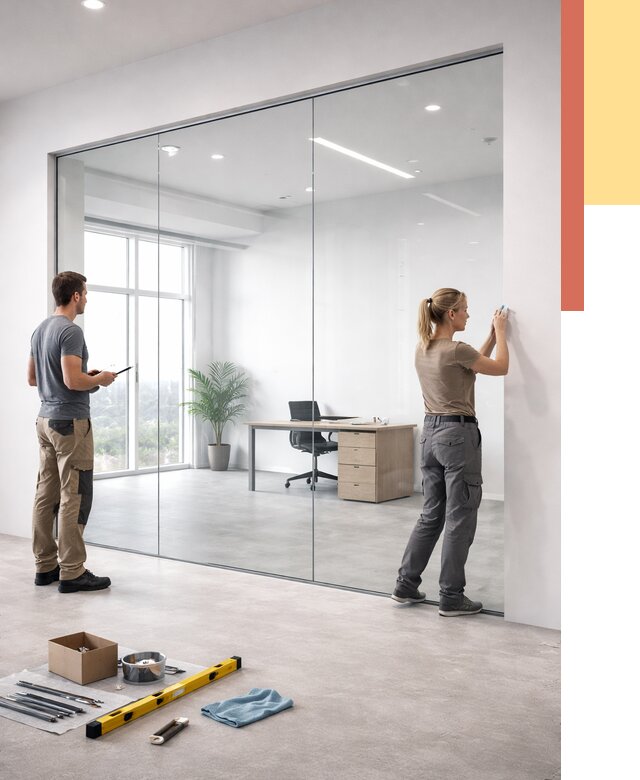 Перегородки из закаленного стекла в Астрахани от 9762 руб. под ключ | ОТДЕЛОЧНИК-Стр