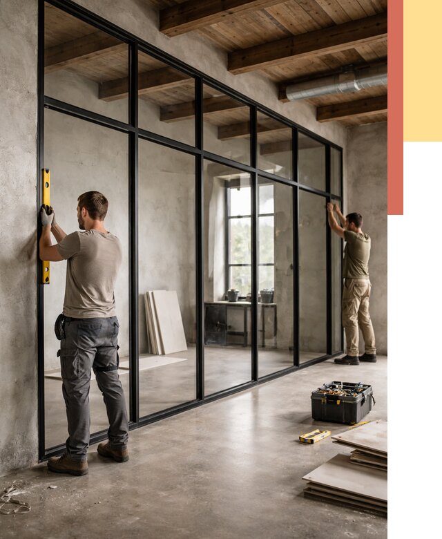 Стеклянные перегородки лофт в Астрахани от 10790 руб. под ключ | ОТДЕЛОЧНИК-Стр