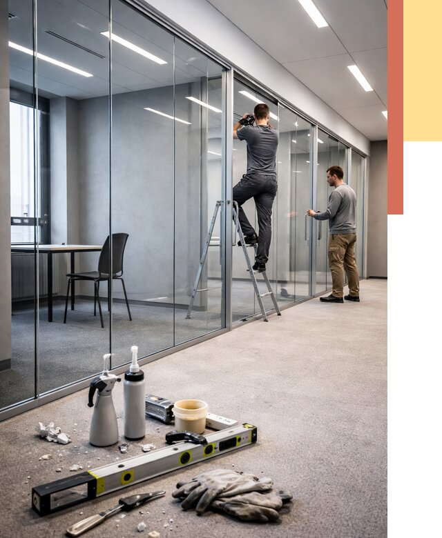 Стеклянные офисные перегородки в Астрахани от 8735 руб. — монтаж и установка | ОТДЕЛОЧНИК-Стр