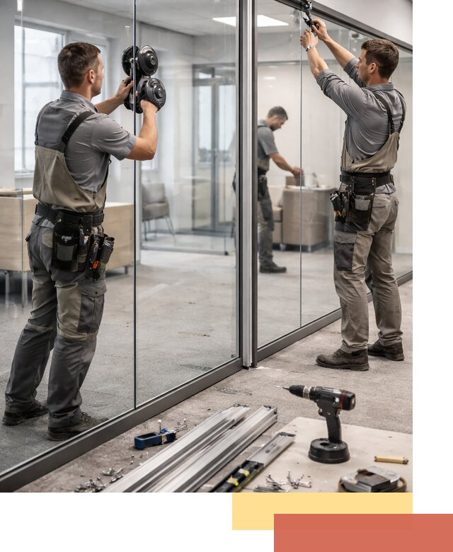 Стеклянные офисные перегородки под ключ в Астрахани