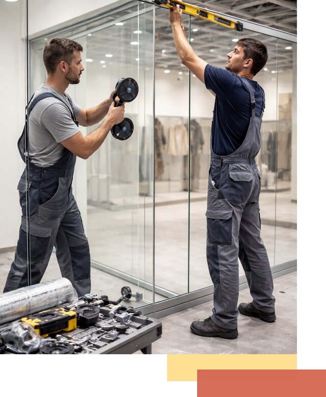 Стеклянные перегородки для магазинов в Астрахани — монтаж и установка