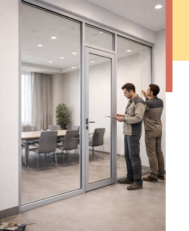 Установка и монтаж алюминиевых перегородок со стеклом в Астрахани от 8426 руб. | ОТДЕЛОЧНИК-Стр