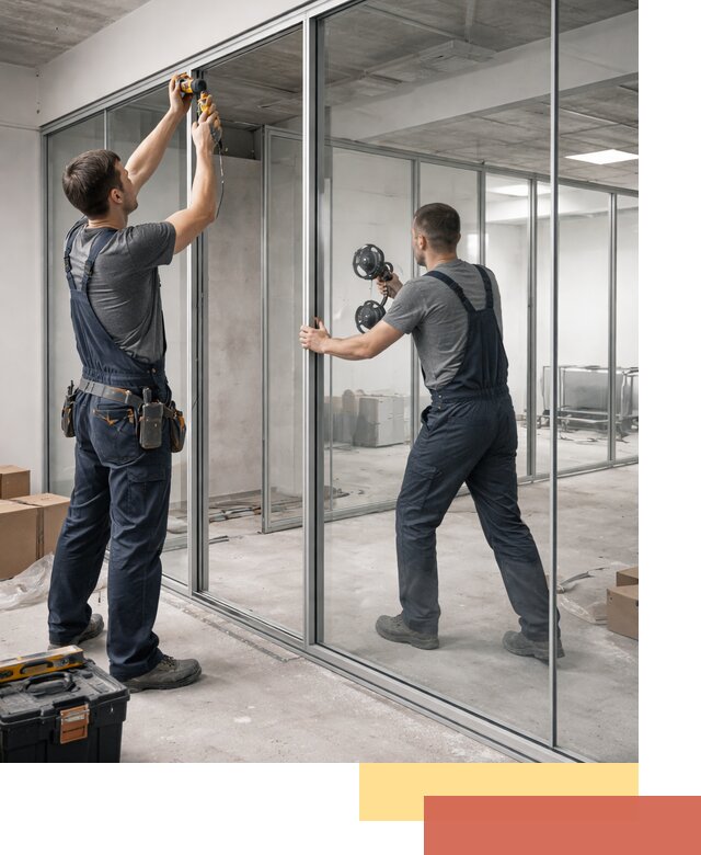 Алюминиевые перегородки со стеклом в Астрахани — изготовление и монтаж