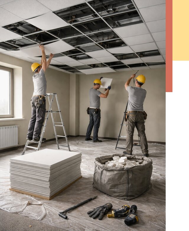 Демонтаж потолка Армстронг в Астрахани от 4624 руб. быстро и недорого | ОТДЕЛОЧНИК-Стр