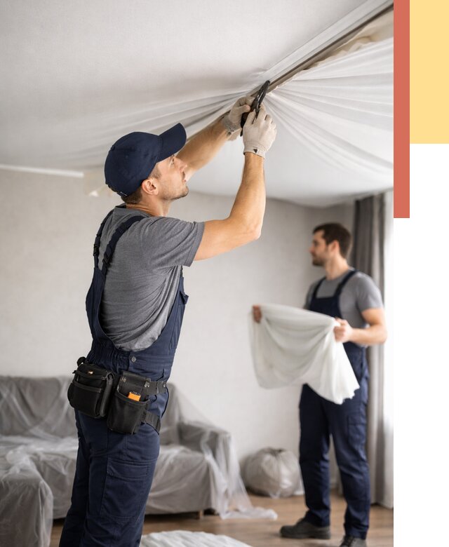 Демонтаж натяжного потолка в Астрахани от 4624 руб. — снятие и разбор под ключ | ОТДЕЛОЧНИК-Стр