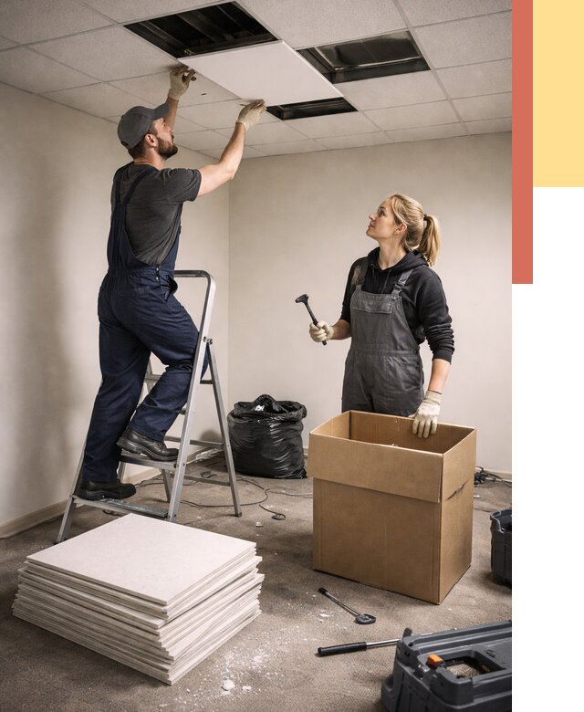 Демонтаж потолочной плитки в Астрахани от 4624 руб. быстро и недорого | ОТДЕЛОЧНИК-Стр