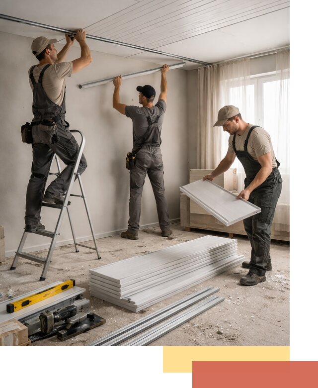 Монтаж потолка из ПВХ панелей в Астрахани оперативно и качественно