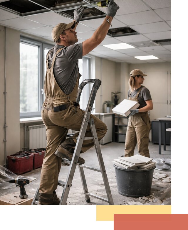 Ремонт потолка Армстронг и замена плит в Астрахани