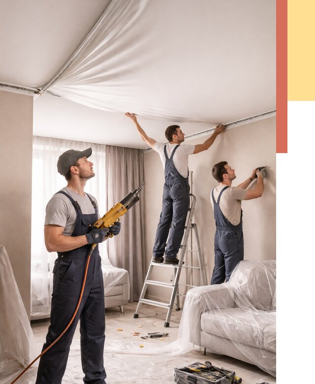 Установка натяжного потолка в Астрахани от 4624 руб. | Быстро и недорого — ОТДЕЛОЧНИК-Стр