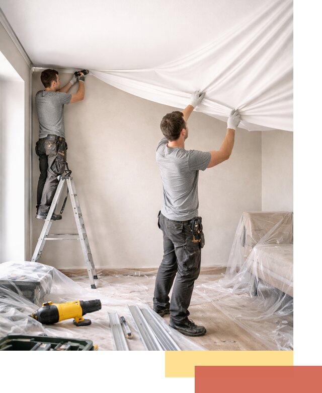 Монтаж тканевого натяжного потолка в Астрахани недорого и быстро