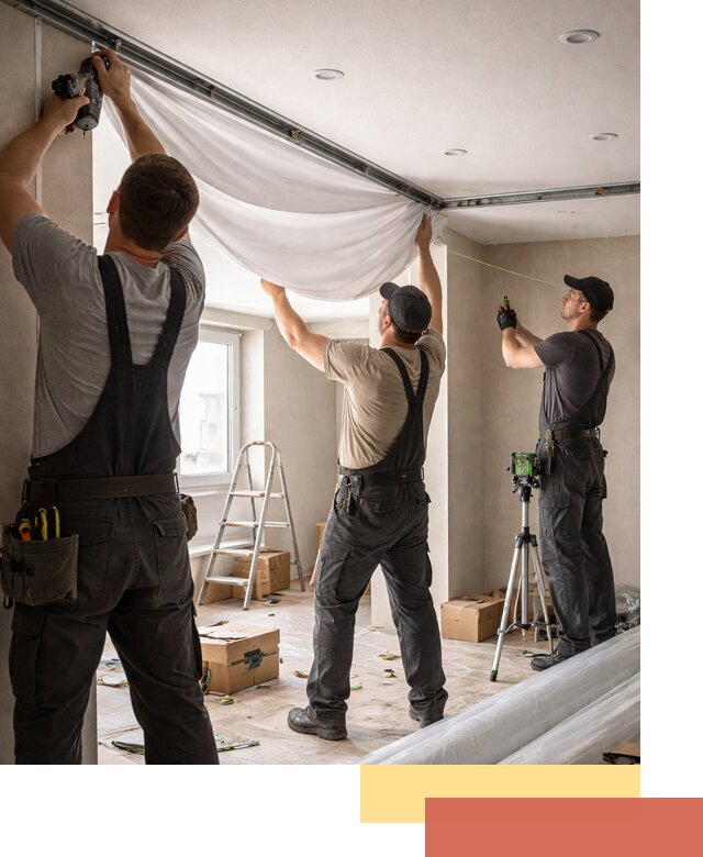 Монтаж парящего натяжного потолка под ключ в Астрахани