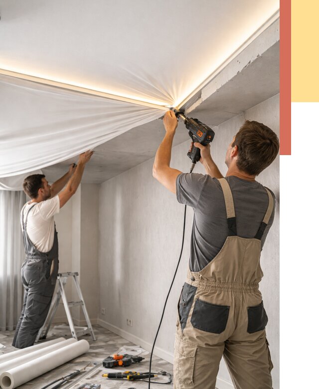 Монтаж натяжного потолка с подсветкой в Астрахани от 976 руб. | ОТДЕЛОЧНИК-Стр