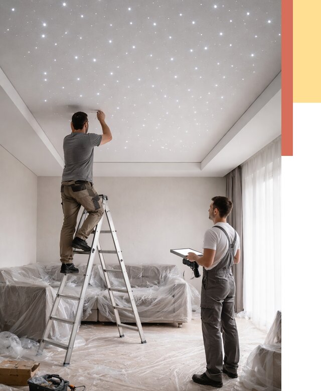 Монтаж натяжного потолка «звездное небо» в Астрахани от 6679 руб. | ОТДЕЛОЧНИК-Стр