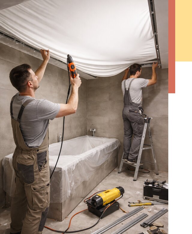 Монтаж натяжного потолка в ванной в Астрахани от 1233 руб. под ключ | ОТДЕЛОЧНИК-Стр