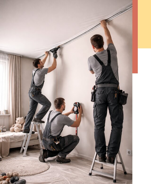 Монтаж натяжного потолка в детской в Астрахани от 3597 руб. — быстро и недорого | ОТДЕЛОЧНИК-Стр